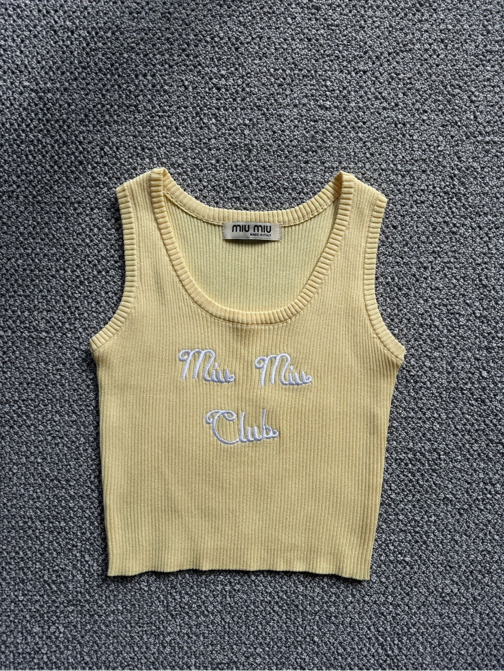 Miu Miu Yellow Ribbed Tank Top